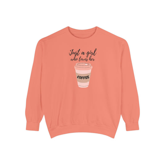 Just a Girl Who Loves Her Coffee Crewneck – Cute Coffee Sweatshirt – Cozy Gift for Her – Barista Sweatshirt