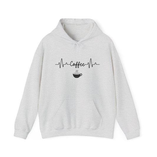 Coffee Heartbeat Unisex Hoodie - Cozy Minimalist Sweatshirt for Caffeine Lovers