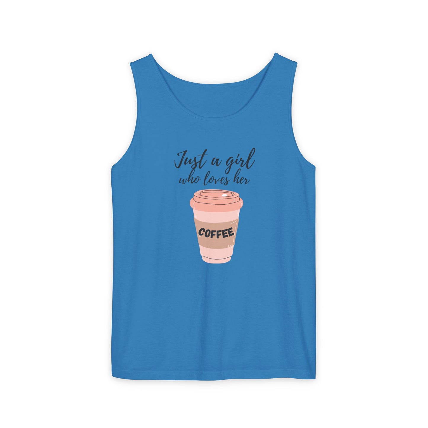Just a Girl Who Loves Her Coffee Tank Top - Cute Coffee Lover Graphic Shirt - Coffee Lover Gift
