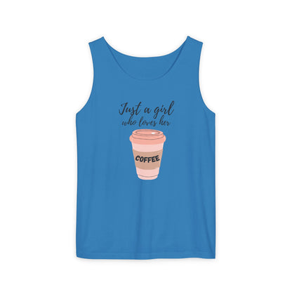 Just a Girl Who Loves Her Coffee Tank Top - Cute Coffee Lover Graphic Shirt - Coffee Lover Gift