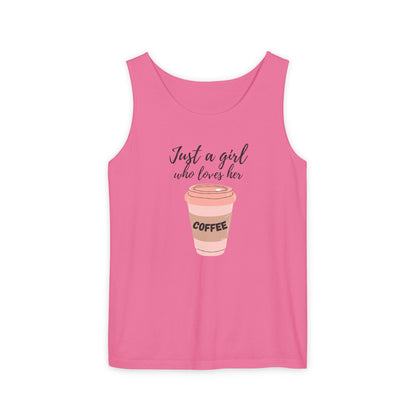 Just a Girl Who Loves Her Coffee Tank Top - Cute Coffee Lover Graphic Shirt - Coffee Lover Gift