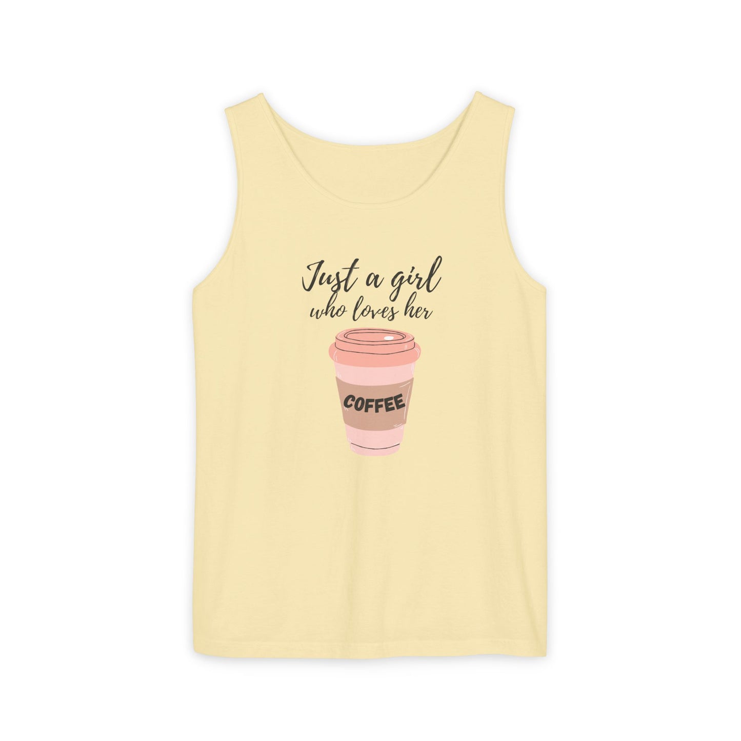 Just a Girl Who Loves Her Coffee Tank Top - Cute Coffee Lover Graphic Shirt - Coffee Lover Gift