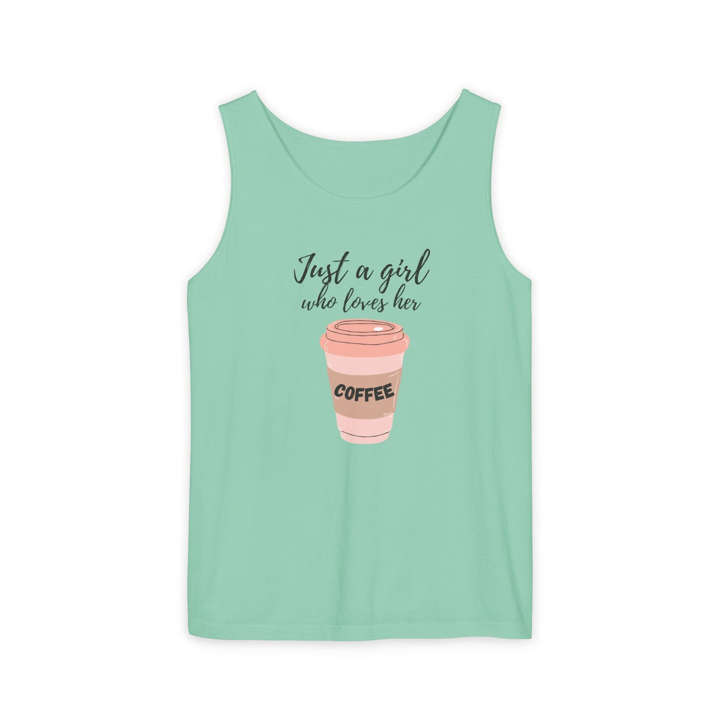Just a Girl Who Loves Her Coffee Tank Top - Cute Coffee Lover Graphic Shirt - Coffee Lover Gift