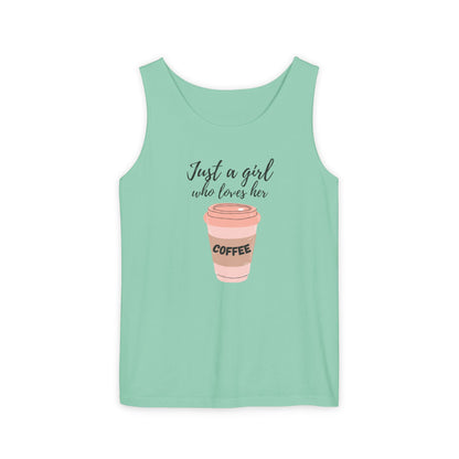Just a Girl Who Loves Her Coffee Tank Top - Cute Coffee Lover Graphic Shirt - Coffee Lover Gift