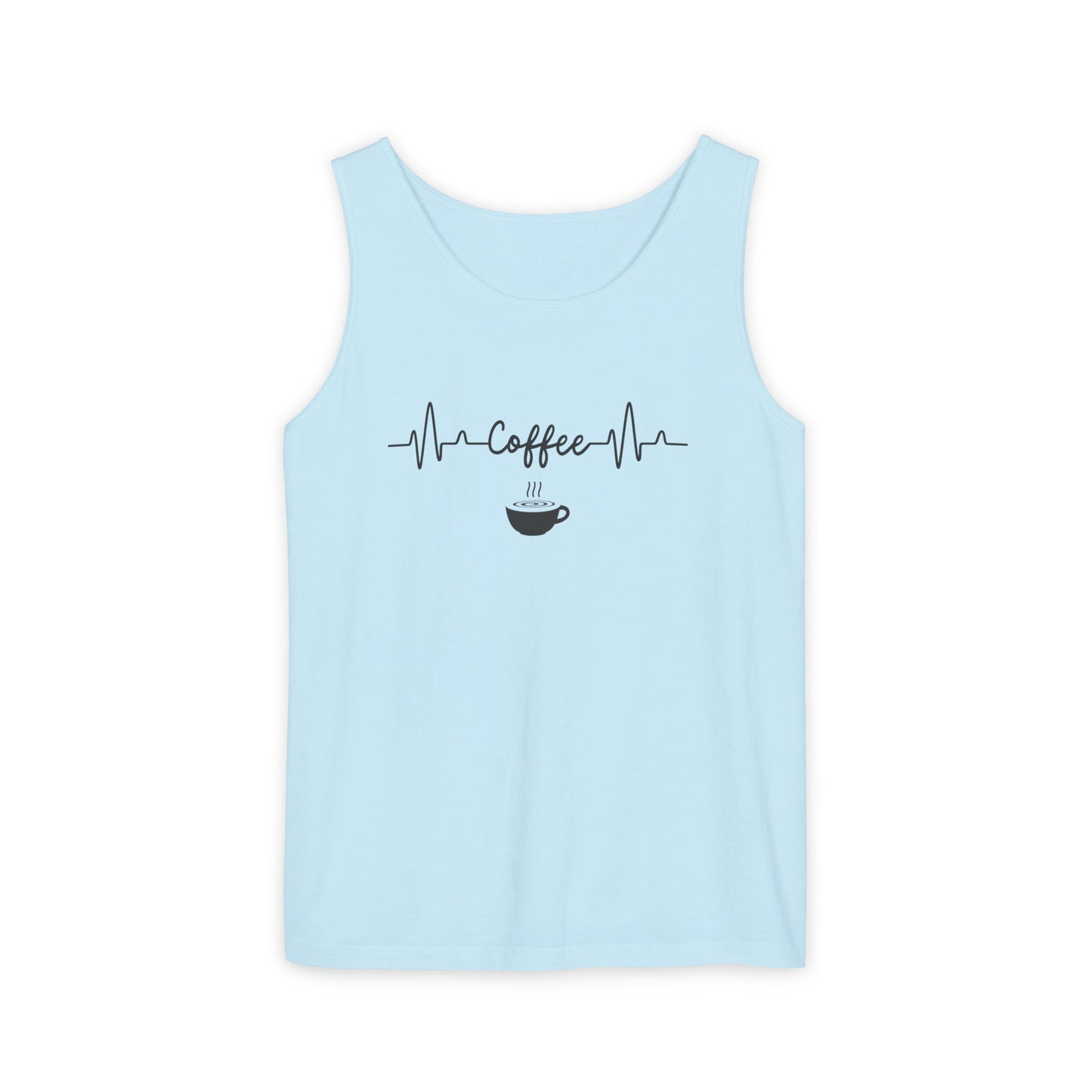 Coffee Heartbeat Tank Top - Minimalist Unisex Caffeine Lover Shirt for Daily Brew Style