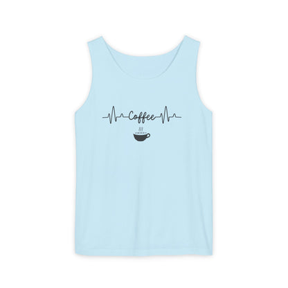 Coffee Heartbeat Tank Top - Minimalist Unisex Caffeine Lover Shirt for Daily Brew Style
