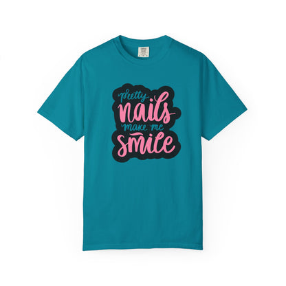 Pretty Nails Make Me Smile Shirt - Funny Nail T-Shirt for Women - Nail Tech Shirt