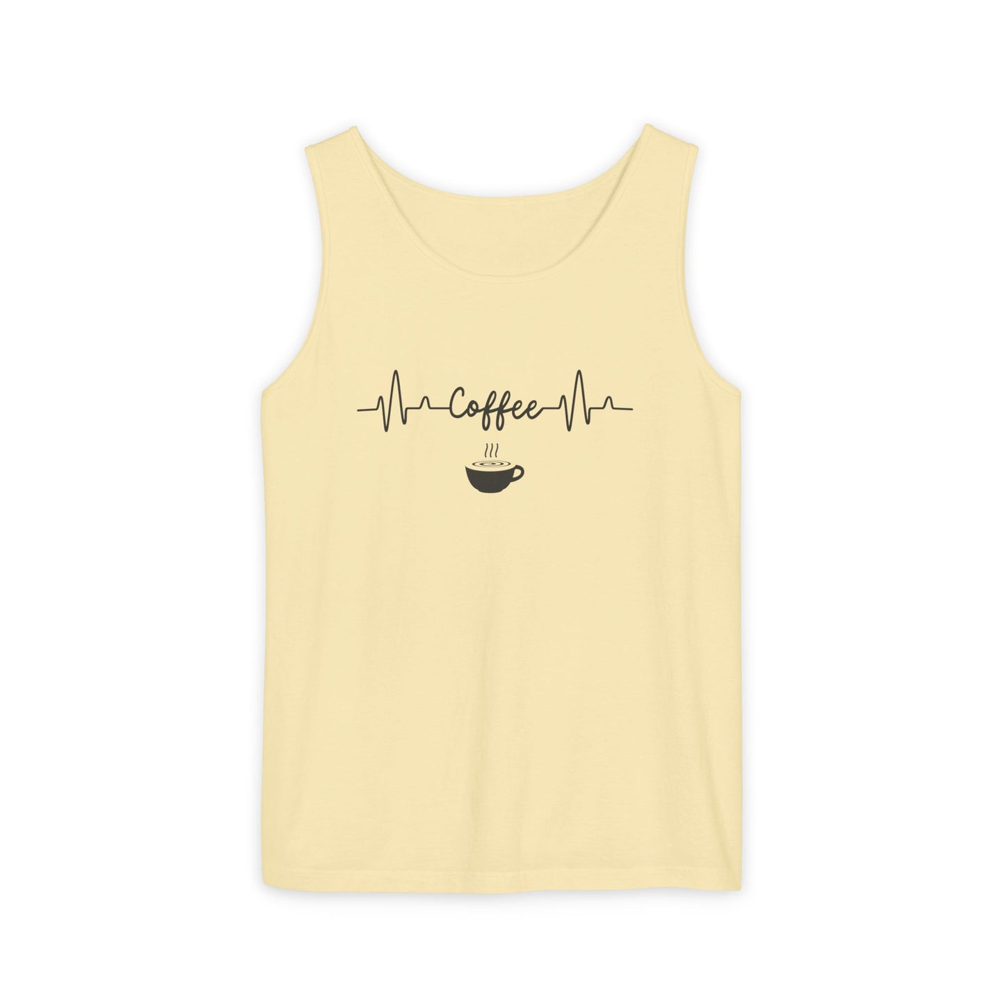 Coffee Heartbeat Tank Top - Minimalist Unisex Caffeine Lover Shirt for Daily Brew Style