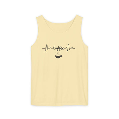 Coffee Heartbeat Tank Top - Minimalist Unisex Caffeine Lover Shirt for Daily Brew Style