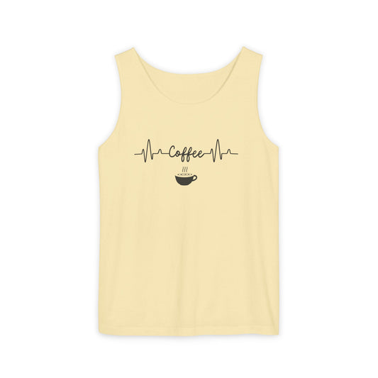 Coffee Heartbeat Tank Top - Minimalist Unisex Caffeine Lover Shirt for Daily Brew Style