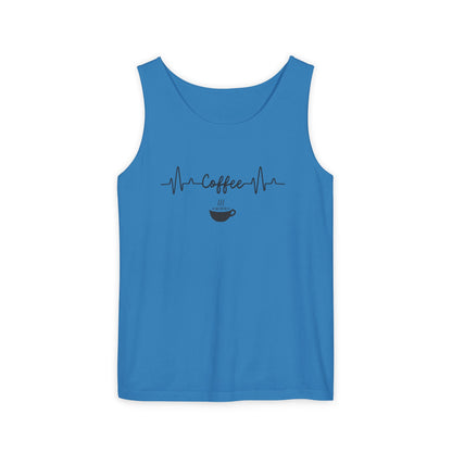Coffee Heartbeat Tank Top - Minimalist Unisex Caffeine Lover Shirt for Daily Brew Style