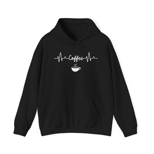 Coffee Heartbeat Hoodie - Coffee Lover Gift - Caffeine Addict Hoodie - Barista Hoodie