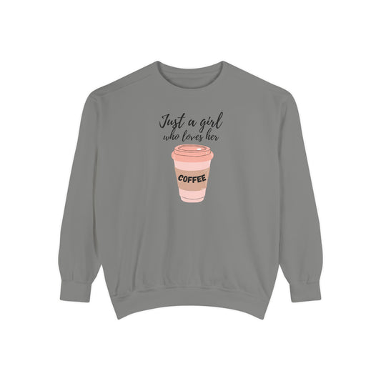Just a Girl Who Loves Her Coffee Crewneck – Cute Coffee Sweatshirt – Cozy Gift for Her – Barista Sweatshirt