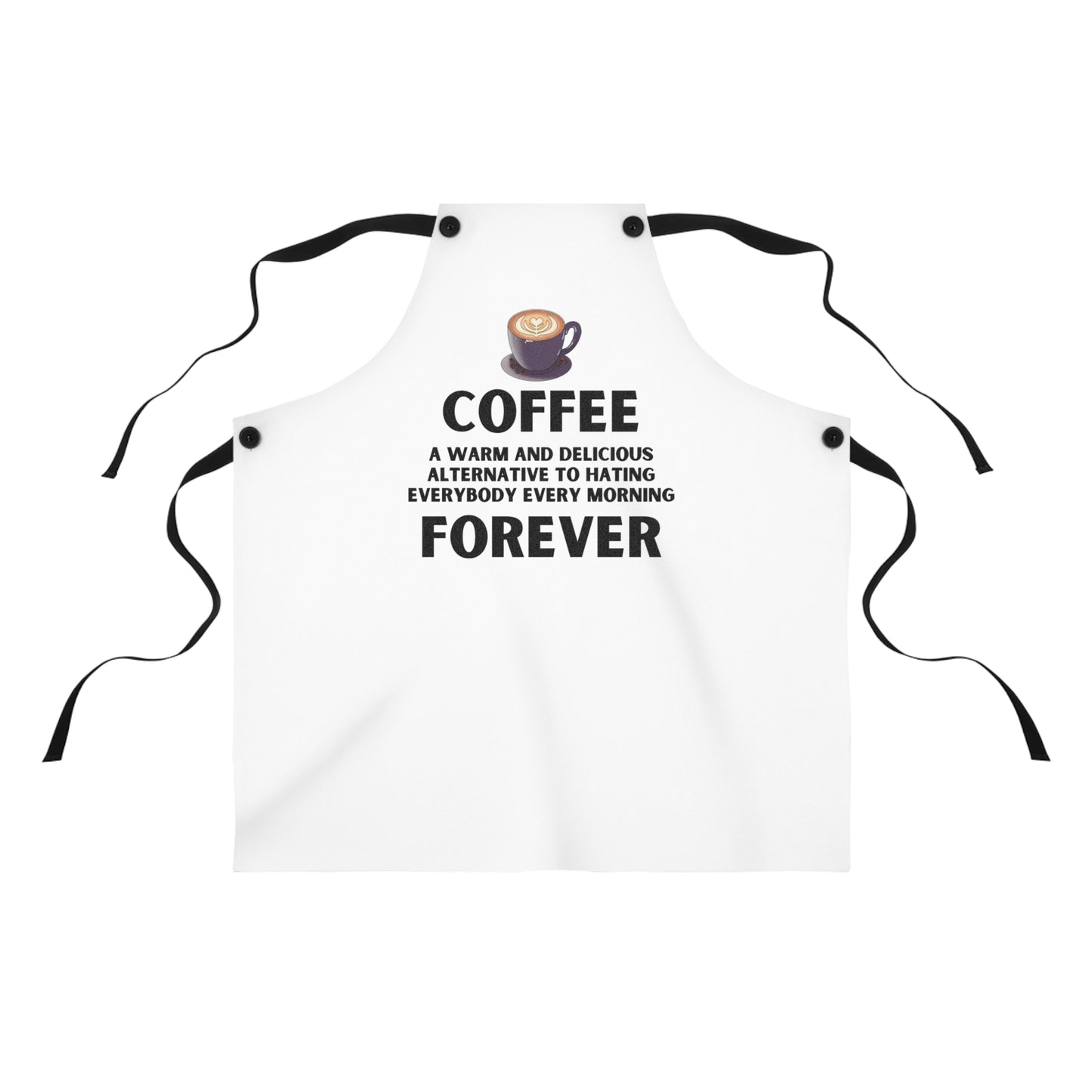 Funny Coffee Apron – White Art Barista Apron – Caffeine Lover Kitchen Apron – Sarcastic Espresso Gift