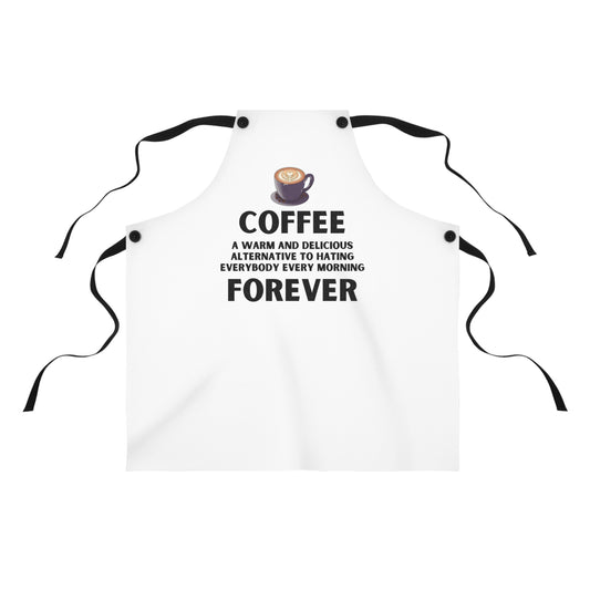 Funny Coffee Apron – White Art Barista Apron – Caffeine Lover Kitchen Apron – Sarcastic Espresso Gift