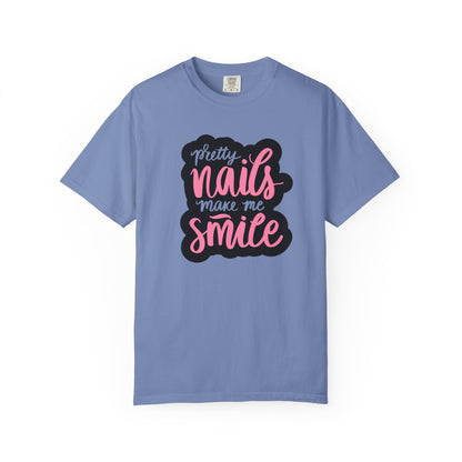 Pretty Nails Make Me Smile Shirt - Funny Nail T-Shirt for Women - Nail Tech Shirt