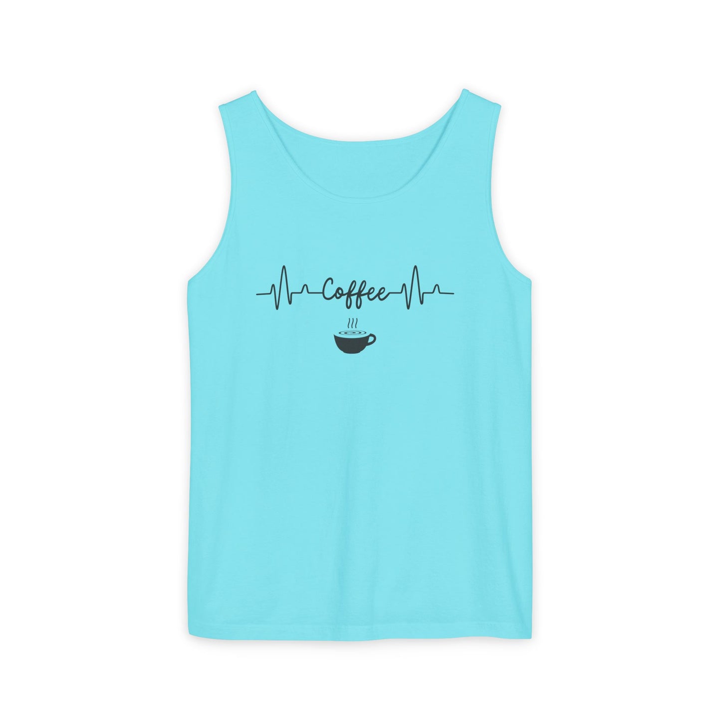 Coffee Heartbeat Tank Top - Minimalist Unisex Caffeine Lover Shirt for Daily Brew Style