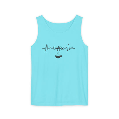 Coffee Heartbeat Tank Top - Minimalist Unisex Caffeine Lover Shirt for Daily Brew Style