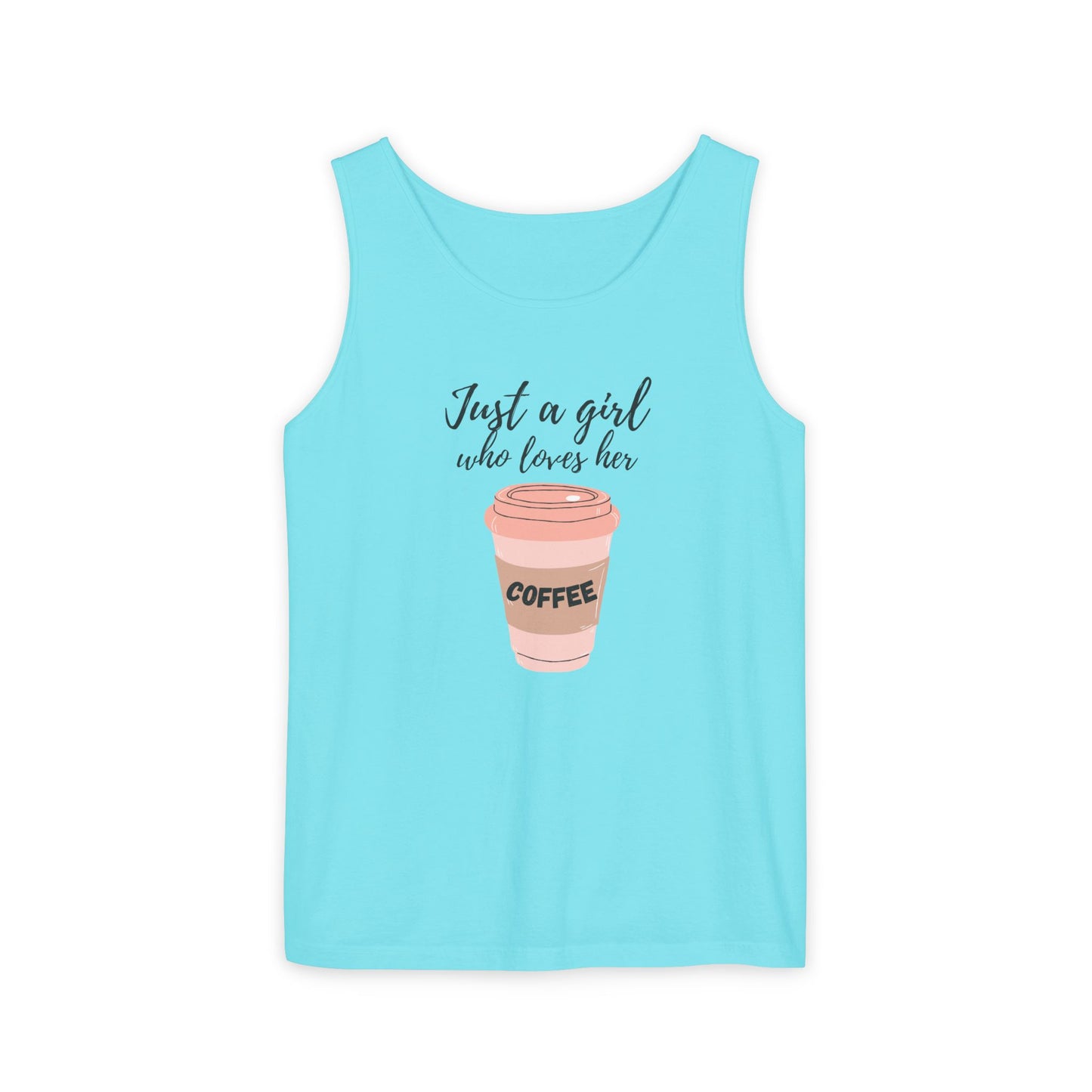 Just a Girl Who Loves Her Coffee Tank Top - Cute Coffee Lover Graphic Shirt - Coffee Lover Gift