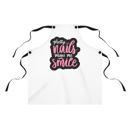Pretty Nails Make Me Smile Apron - Nail Tech Work Apron - Cute Salon Gear - Beauty Professional Gift