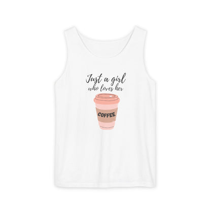 Just a Girl Who Loves Her Coffee Tank Top - Cute Coffee Lover Graphic Shirt - Coffee Lover Gift