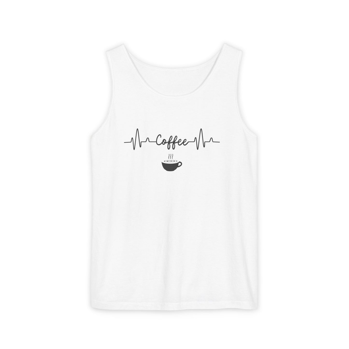 Coffee Heartbeat Tank Top - Minimalist Unisex Caffeine Lover Shirt for Daily Brew Style