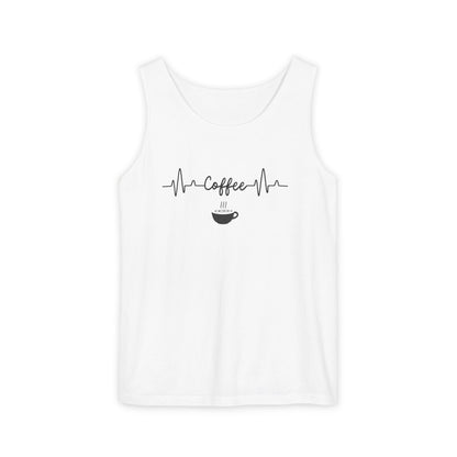 Coffee Heartbeat Tank Top - Minimalist Unisex Caffeine Lover Shirt for Daily Brew Style