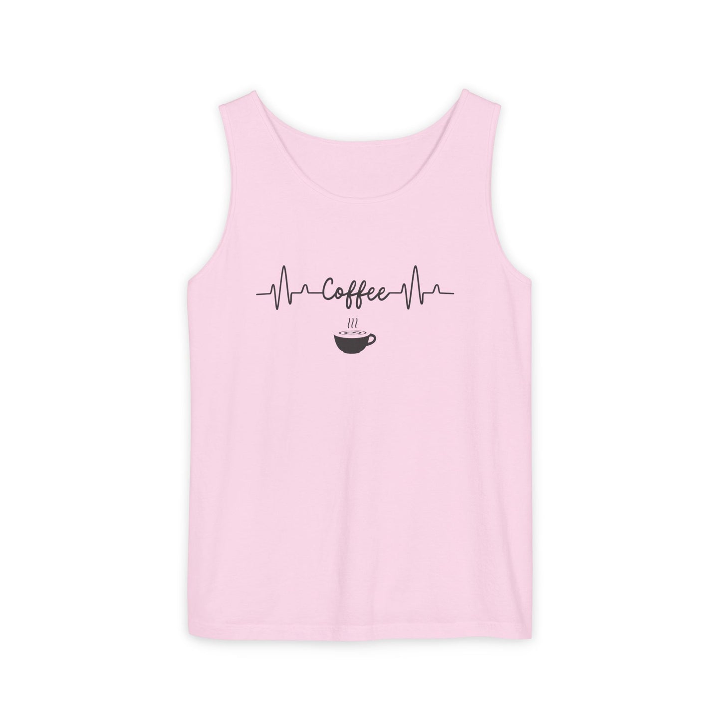 Coffee Heartbeat Tank Top - Minimalist Unisex Caffeine Lover Shirt for Daily Brew Style