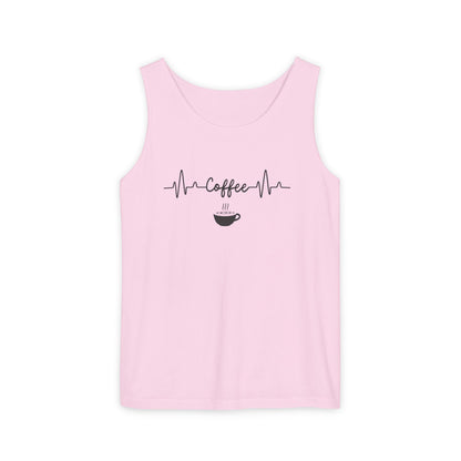 Coffee Heartbeat Tank Top - Minimalist Unisex Caffeine Lover Shirt for Daily Brew Style