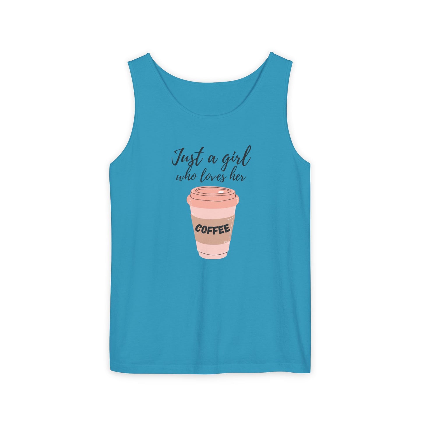 Just a Girl Who Loves Her Coffee Tank Top - Cute Coffee Lover Graphic Shirt - Coffee Lover Gift