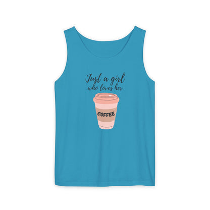 Just a Girl Who Loves Her Coffee Tank Top - Cute Coffee Lover Graphic Shirt - Coffee Lover Gift
