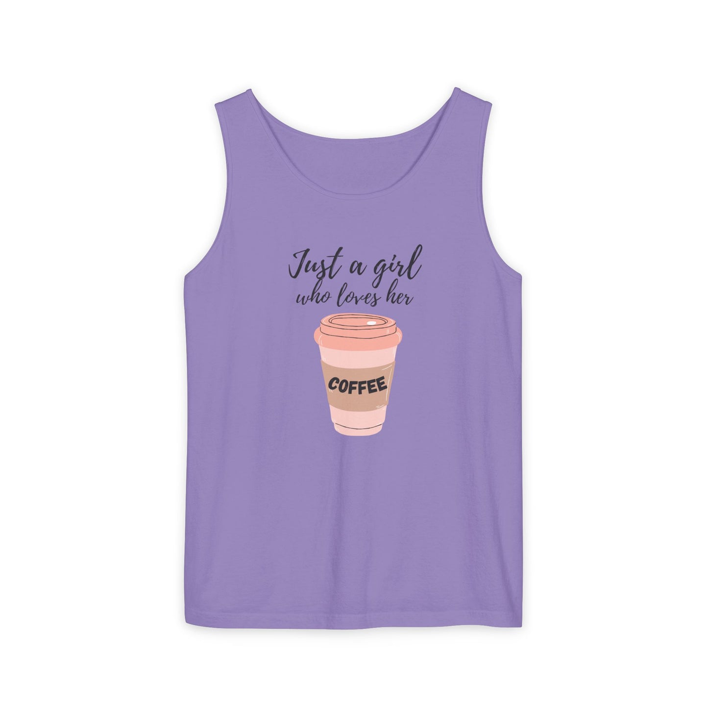 Just a Girl Who Loves Her Coffee Tank Top - Cute Coffee Lover Graphic Shirt - Coffee Lover Gift