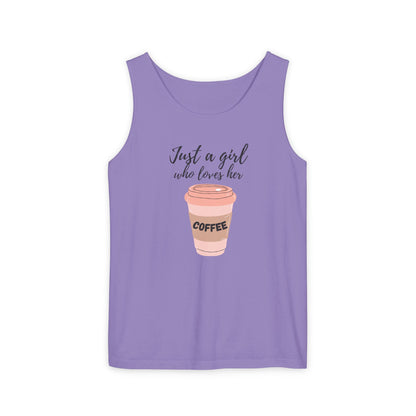 Just a Girl Who Loves Her Coffee Tank Top - Cute Coffee Lover Graphic Shirt - Coffee Lover Gift