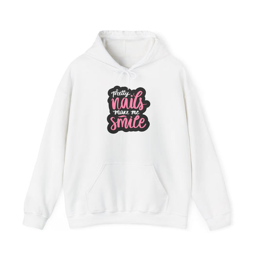 Pretty Nails Make Me Smile Hoodie - Pink Nail Tech Hoodie - Nail Life Fashion - Nail Lover Gift