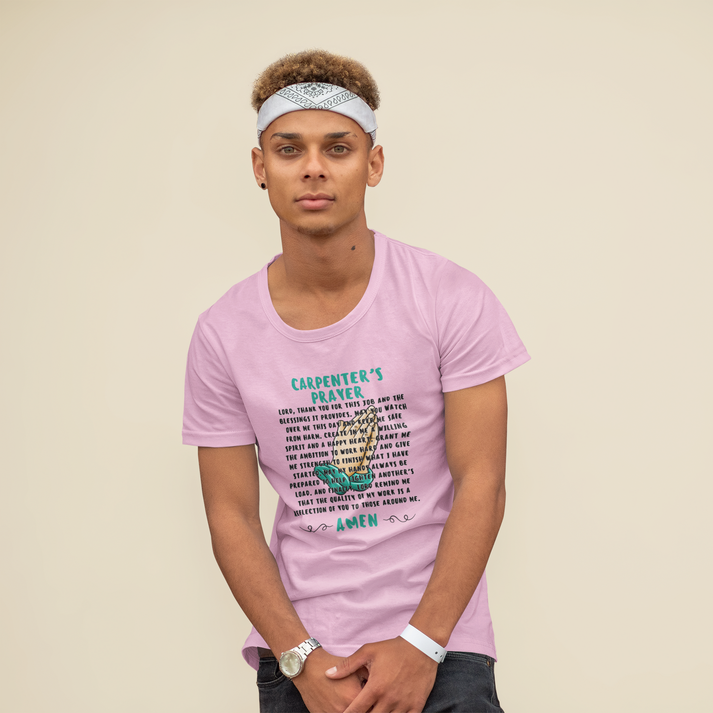 Carpenter Prayer T-Shirt  - Inspirational Carpenter Work Tee - Religious Tradesman Shirt - Amen Graphic Tee